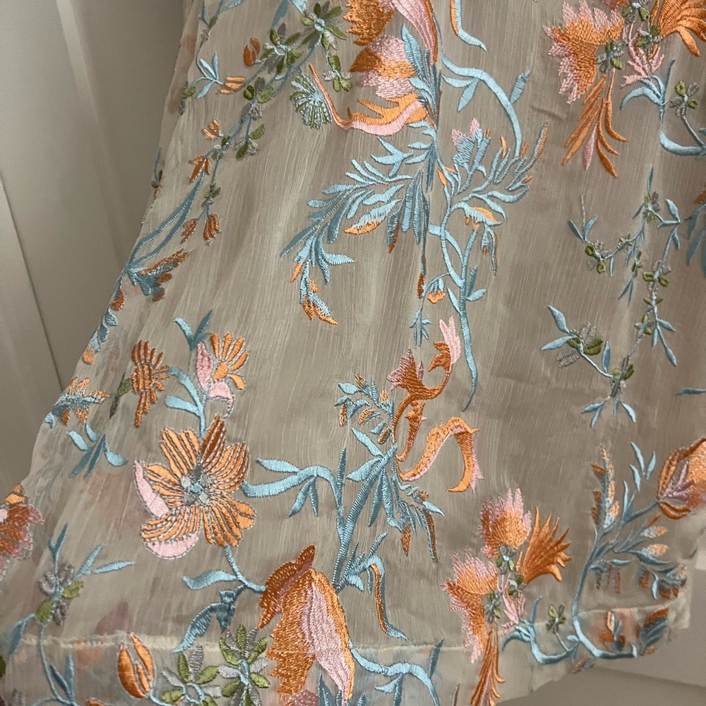 Floral Embroidered Women's Top - Cream and Orange - Picture 2 of 7